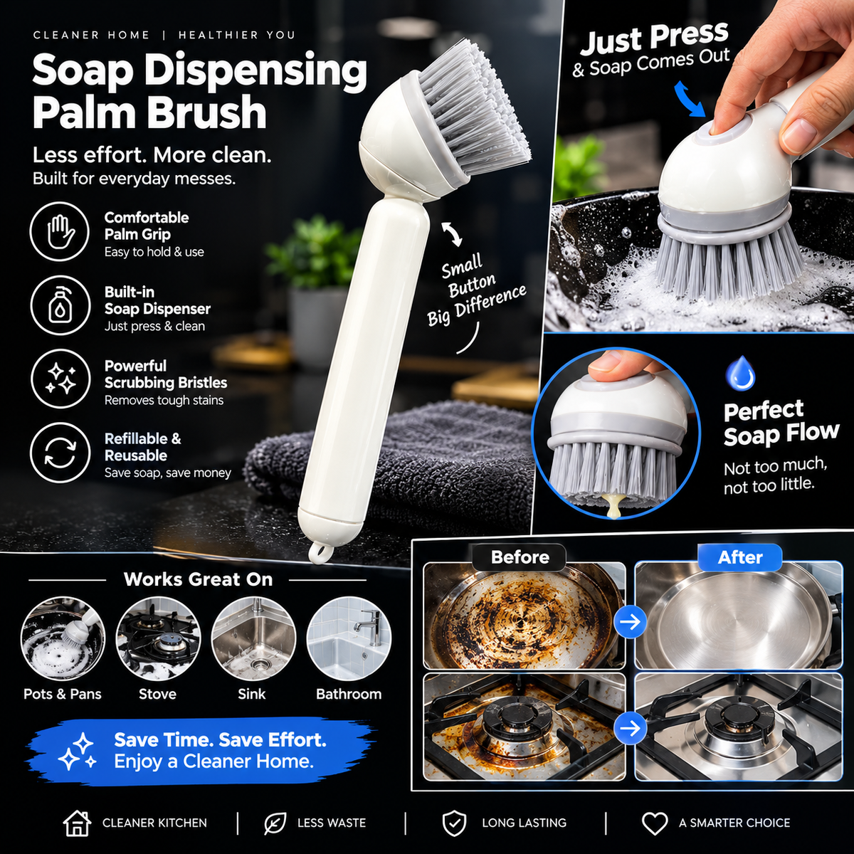 2-in-1 Soap Dispensing Brush
