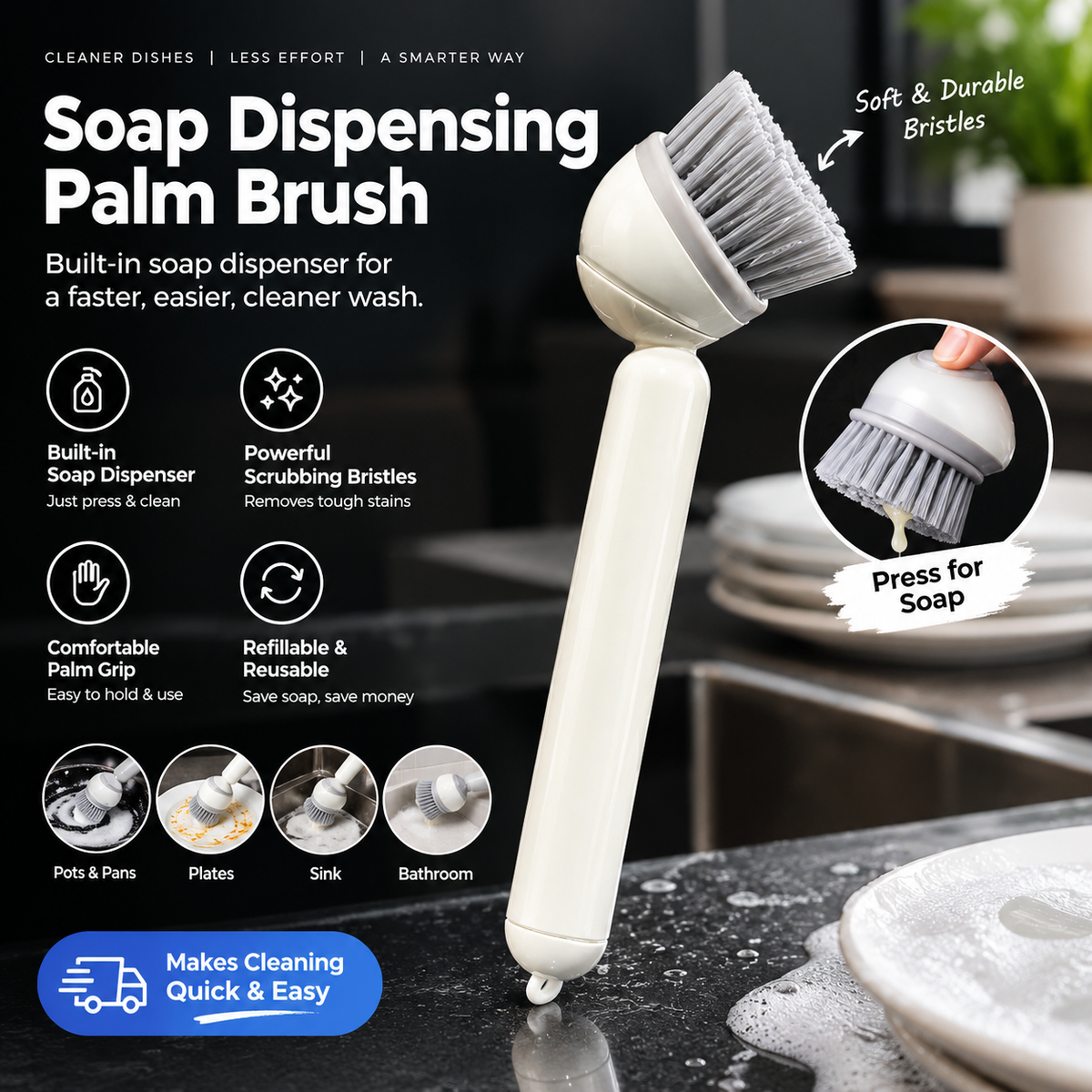 2-in-1 Soap Dispensing Brush
